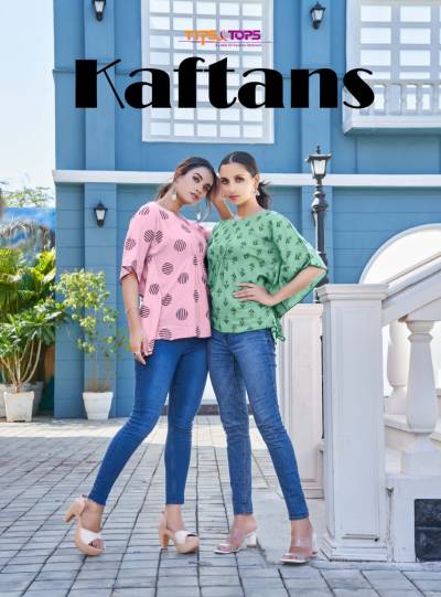 Kaftans By Tips & Tops Fancy Fresh Printed Daily Wear Rayon Tops